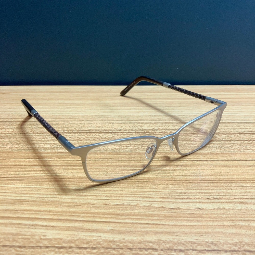 Tod's Eyeglasses TO 5072 17B Mens 50mm Silver Rectangular Braided‎ Leather Italy
